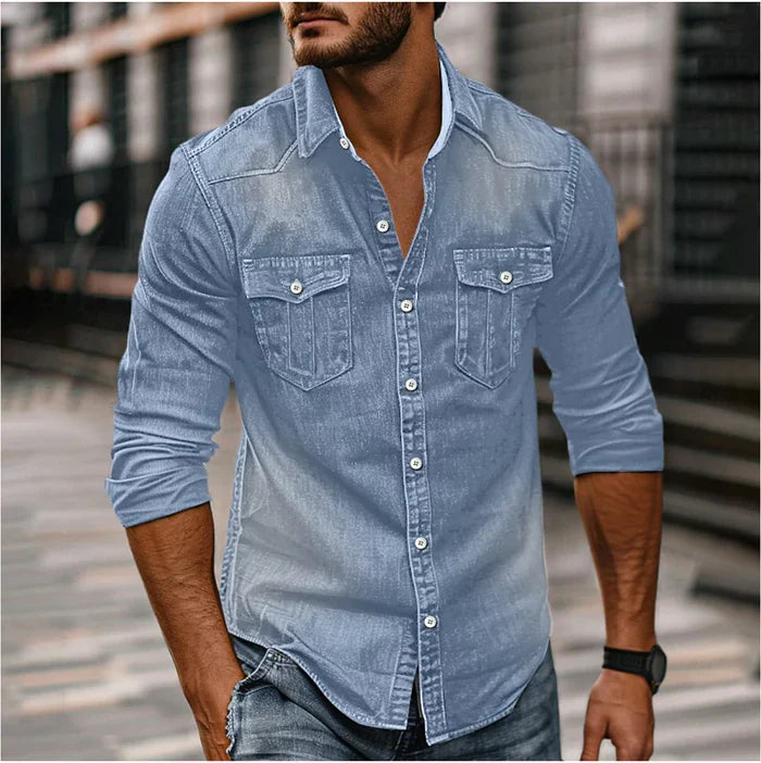 Denim overhemd Heren | Slim fit en westernaccenten
