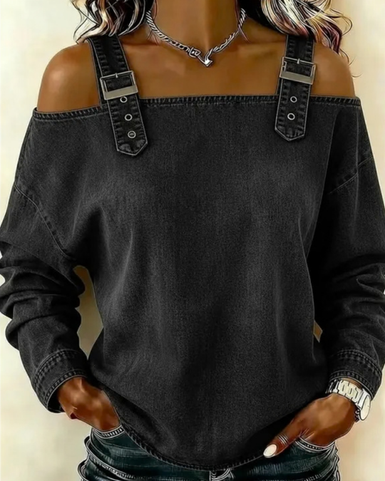 Denim top Dames | Off-shoulder Look & Verstelbare Bandjes