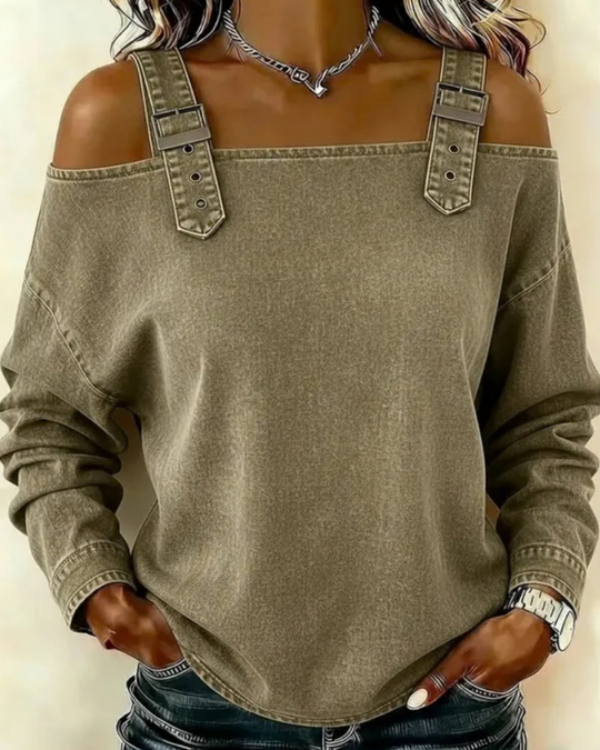 Denim top Dames | Off-shoulder Look & Verstelbare Bandjes