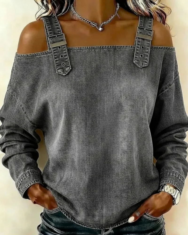 Denim top Dames | Off-shoulder Look & Verstelbare Bandjes