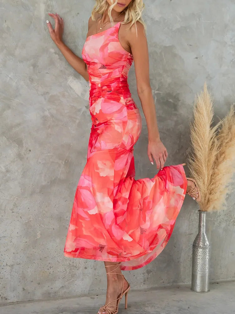 Elegant Geschnittenes Geblümtes Ärmelloses Maxi-Festkleid Damen - Nina 4