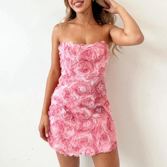 Elegante Jurk Dames | Strapless & Tailleaccent