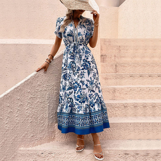 Elegante Maxi Retro Prints Zomerjurk voor dames - Chiara