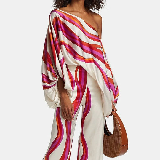 Elegante Tweedelige Satijnen Set Dames 2