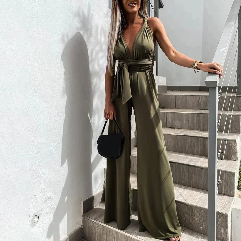 Elegante jumpsuit met gekruiste rug 0