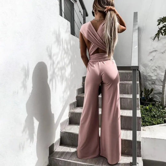Elegante jumpsuit met gekruiste rug 8