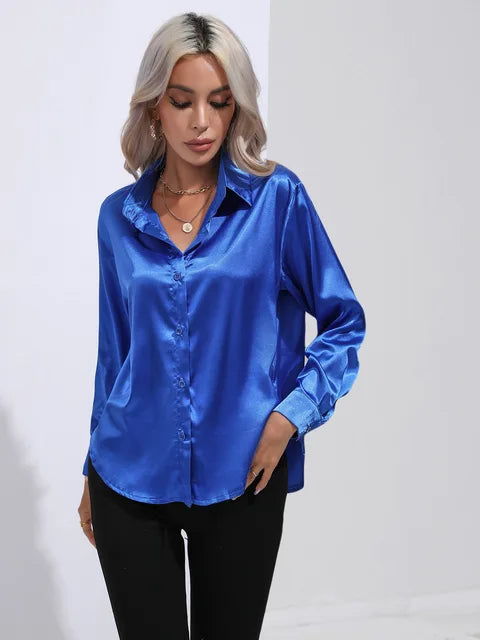 Elegante satijnen blouse 0