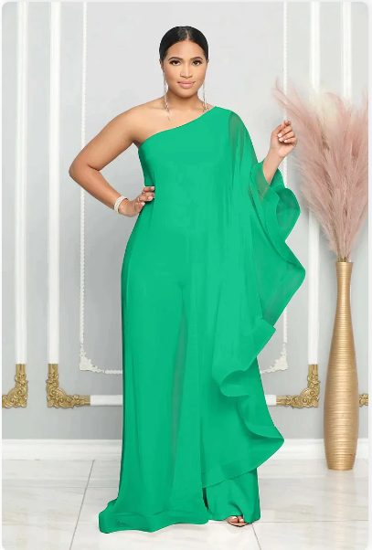 Eleganter Langer Asymmetrischer Jumpsuit Damen - Anglique
