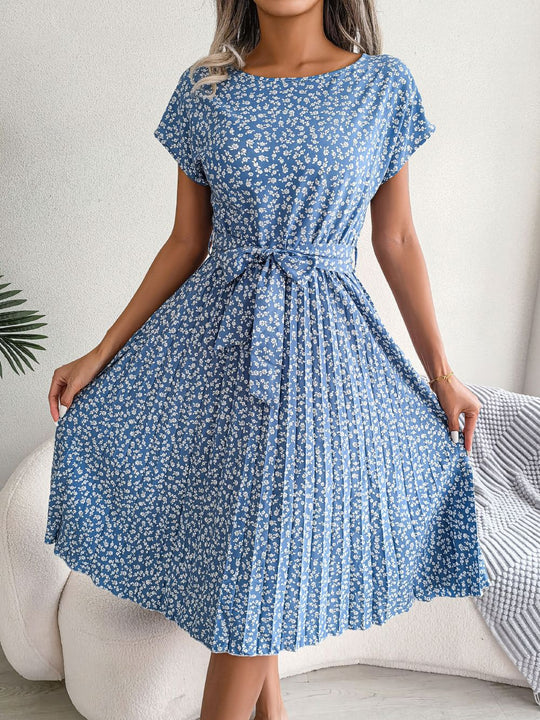 Elegantes Geblümtes Midi-Sommerkleid Damen mit Kurzen Ärmeln - Emma