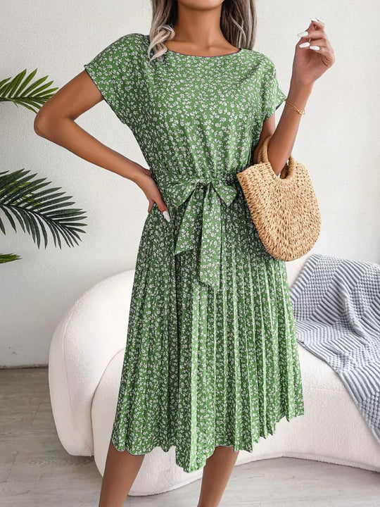 Elegantes Geblümtes Midi-Sommerkleid Damen mit Kurzen Ärmeln - Emma