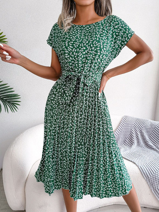 Elegantes Geblümtes Midi-Sommerkleid Damen mit Kurzen Ärmeln - Emma
