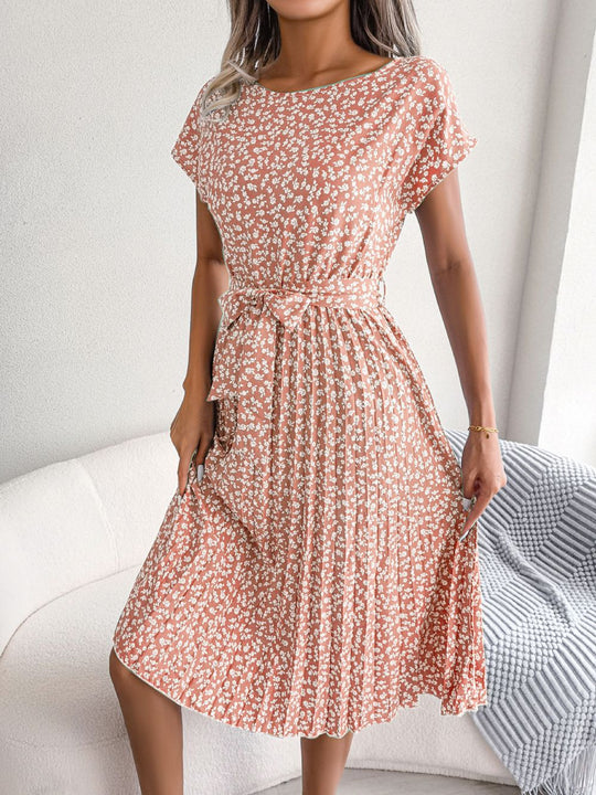 Elegantes Geblümtes Midi-Sommerkleid Damen mit Kurzen Ärmeln - Emma