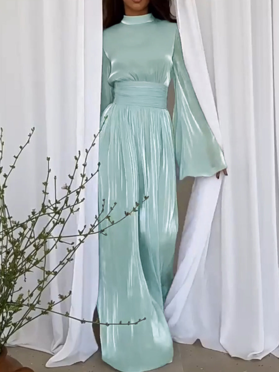 Elegantes Maxi-Galakleid Damen mit Falten und Bindegürtel - Sopia 6