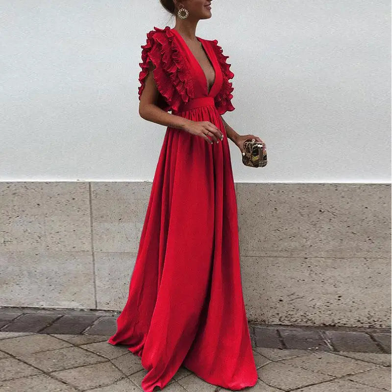 Elegantes Maxi-Galakleid Damen mit Gerafften Ärmeln - Kailey 3