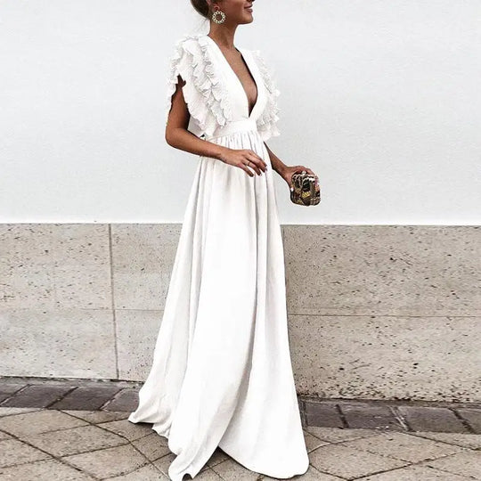 Elegantes Maxi-Galakleid Damen mit Gerafften Ärmeln - Kailey 7