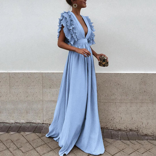 Elegantes Maxi-Galakleid Damen mit Gerafften Ärmeln - Kailey 1
