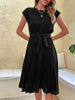 Elegantes Midi-Sommerkleid Damen mit Kurzen Ärmeln und Gürtel - Nora