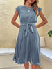 Elegantes Midi-Sommerkleid Damen mit Kurzen Ärmeln und Gürtel - Nora
