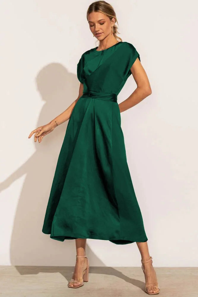 Elegantes Satin-Midi-Festkleid Damen - Evangeline