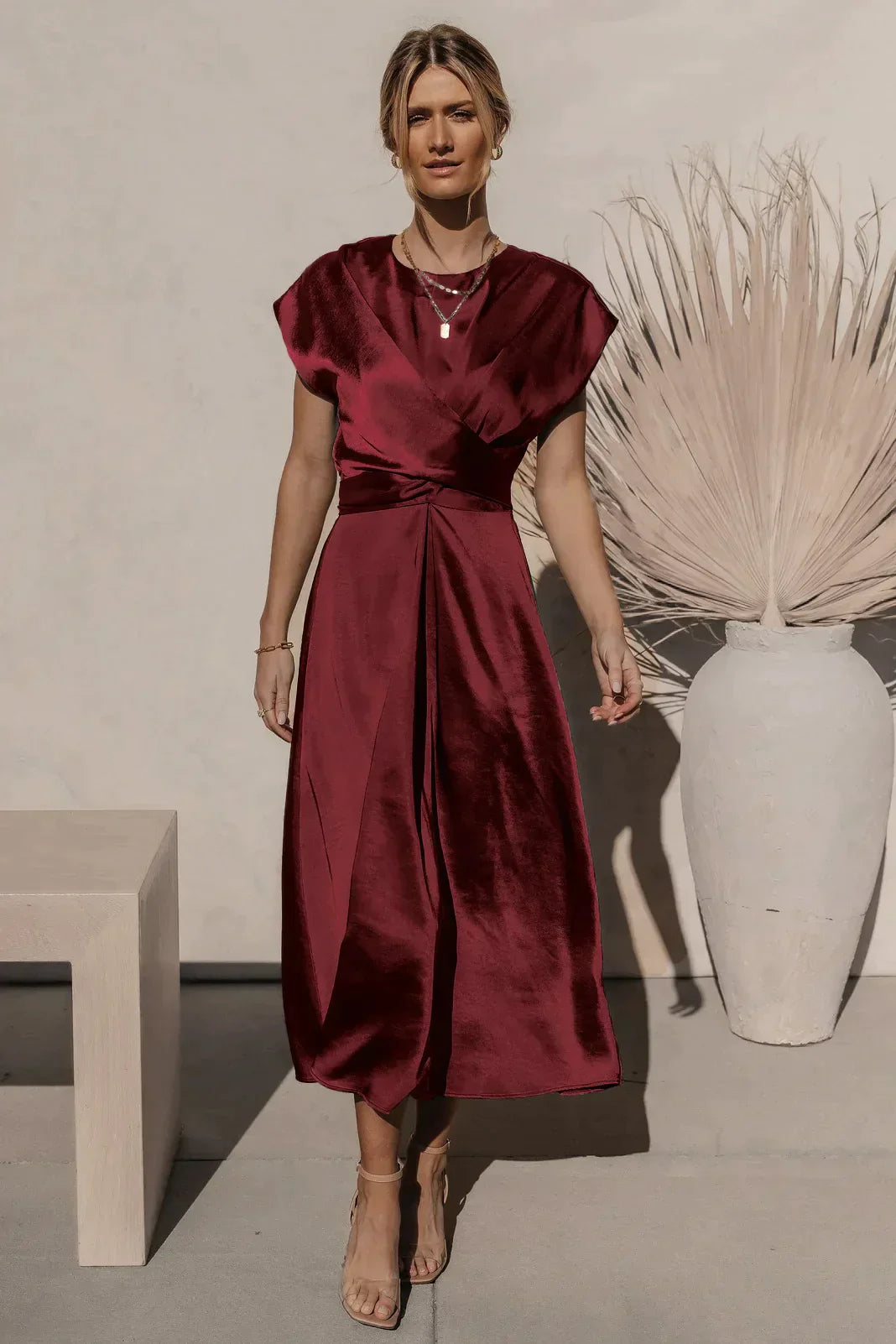 Elegantes Satin-Midi-Festkleid Damen - Evangeline