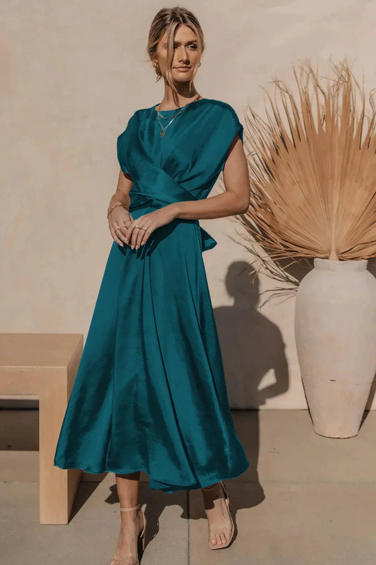 Elegantes Satin-Midi-Festkleid Damen - Evangeline