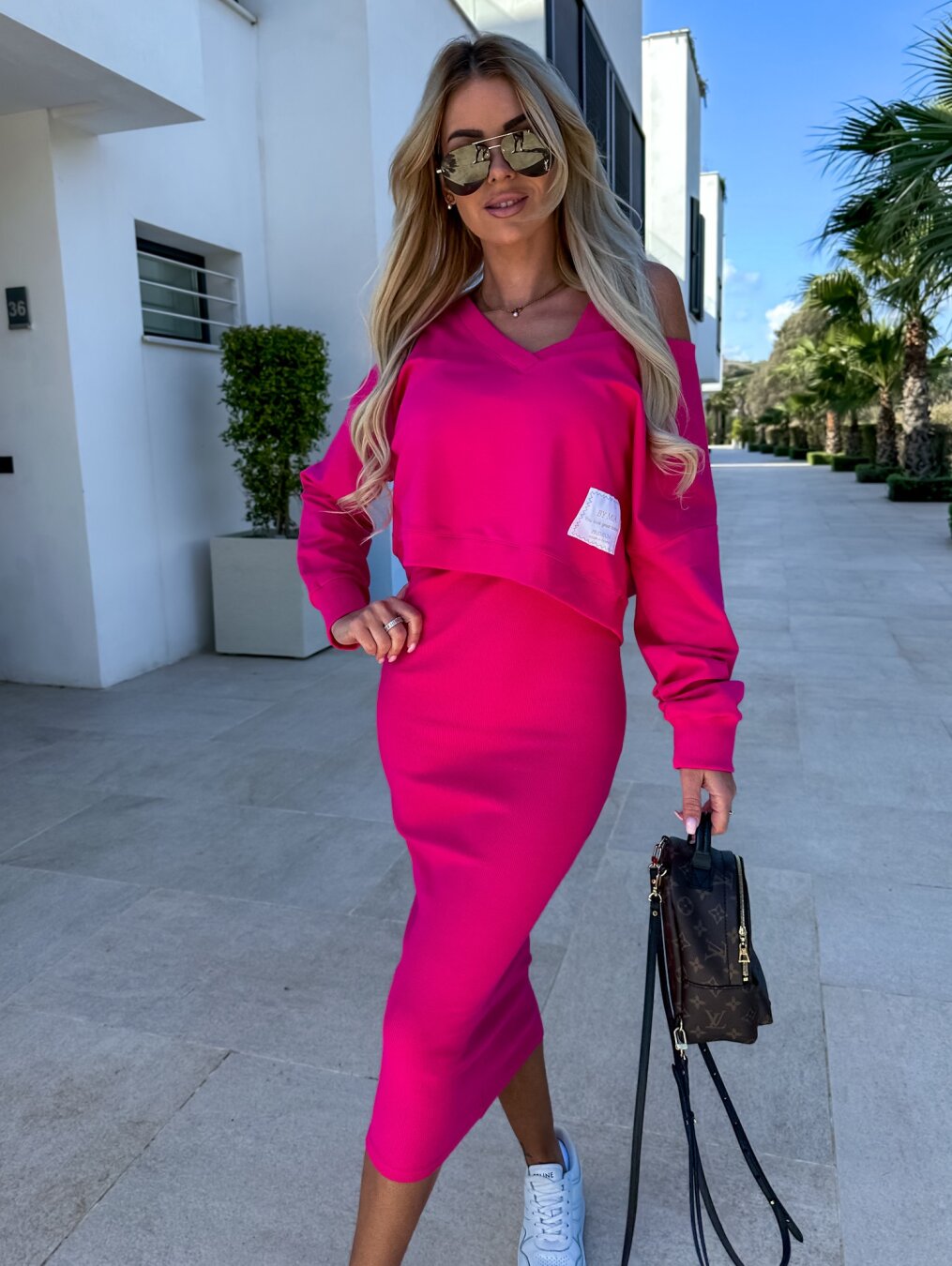 Elegantes Zweiteiliges Sommer-Set Damen aus Midirock und Sweatshirt - Amelia