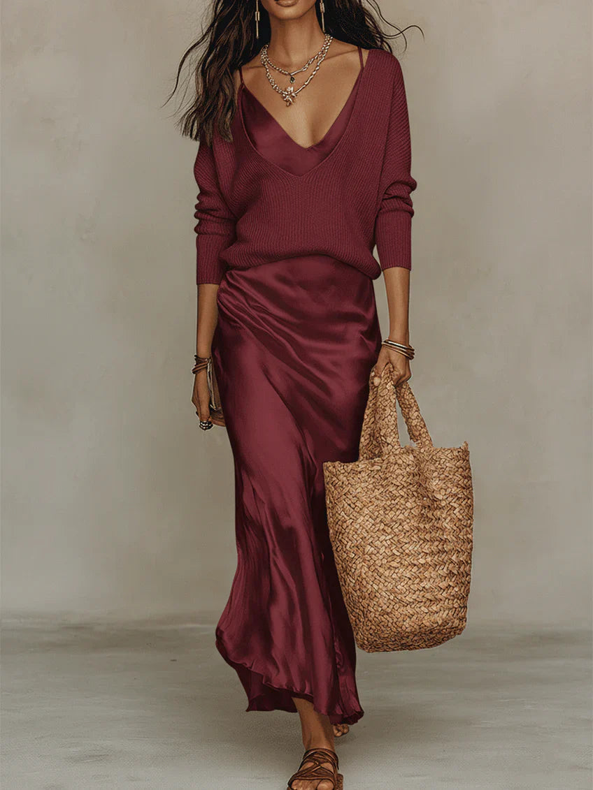 Elena | Elegante Satijnen Midi-Set voor Elke Gelegenheid 8