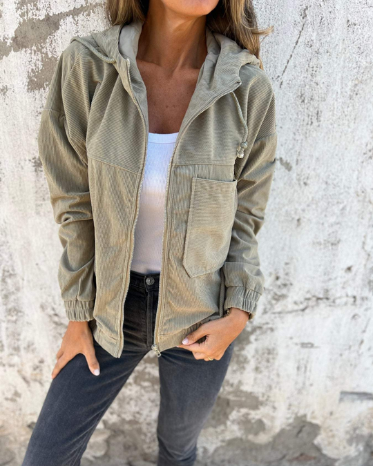Ella | Corduroy Hoodie met Rits 2