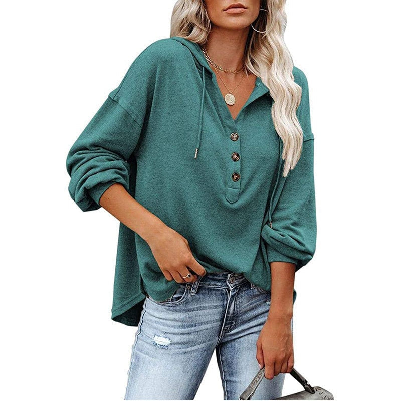 EllesHoodie I Oversized Hoodie met trekkoord en V-hals voor dames 1