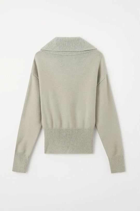 Émérence Dames Gebreide Polo Sweater | Lange Mouwen | Saliegroen 2