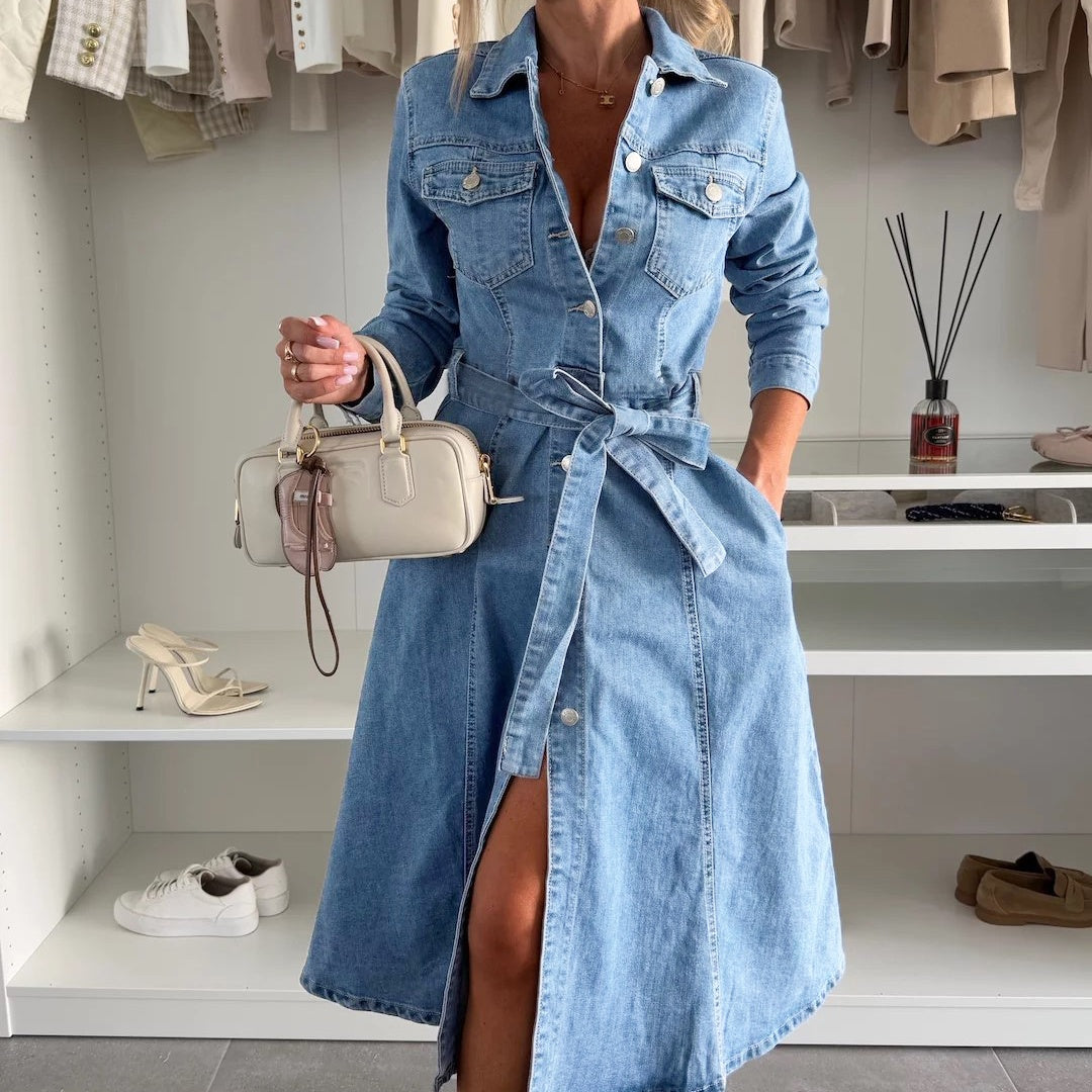 Emily | Maxi Denim Jurk Lange Mouwen 3