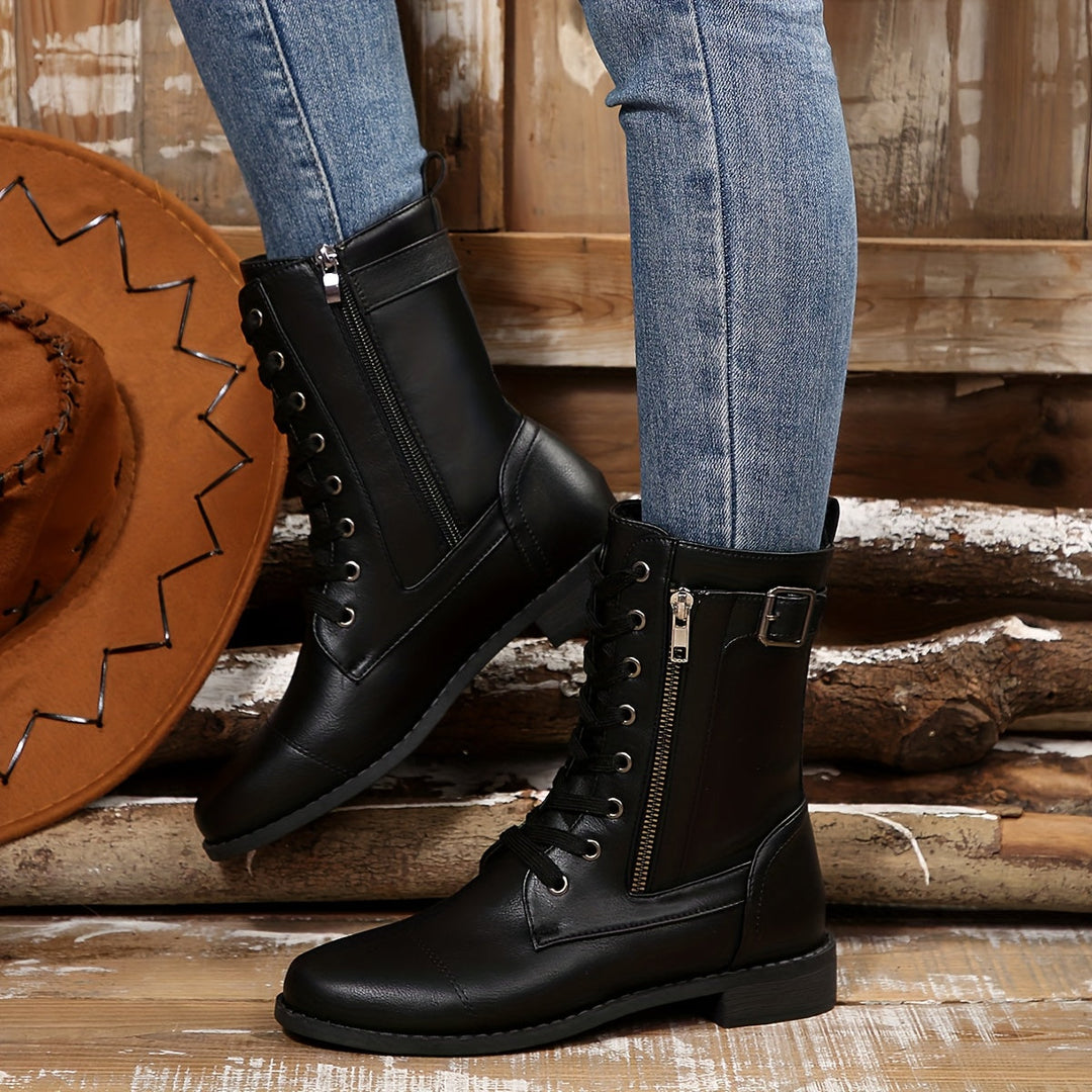 Enkellaars Dames | Handige Ritssluiting & Stoere Veterlook