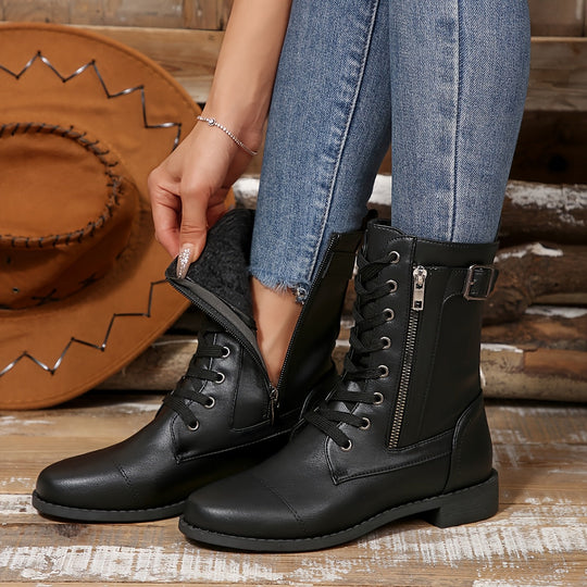Enkellaars Dames | Handige Ritssluiting & Stoere Veterlook