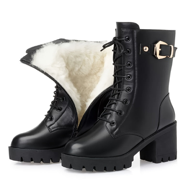 Enkellaars Dames | Stevige Blokhak & Stoere Veterlook