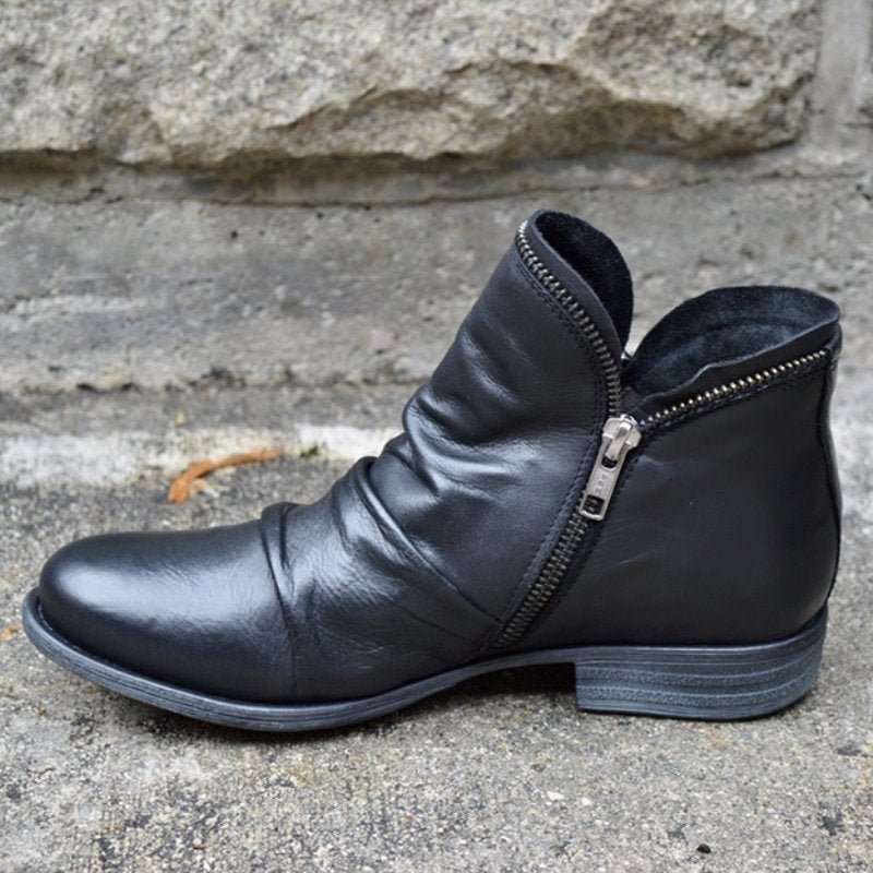 Enkellaarsjes voor dames, zijrits, gerimpeld detail | Dagelijks comfort 0
