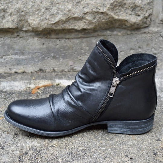 Enkellaarsjes voor dames, zijrits, gerimpeld detail | Dagelijks comfort 0