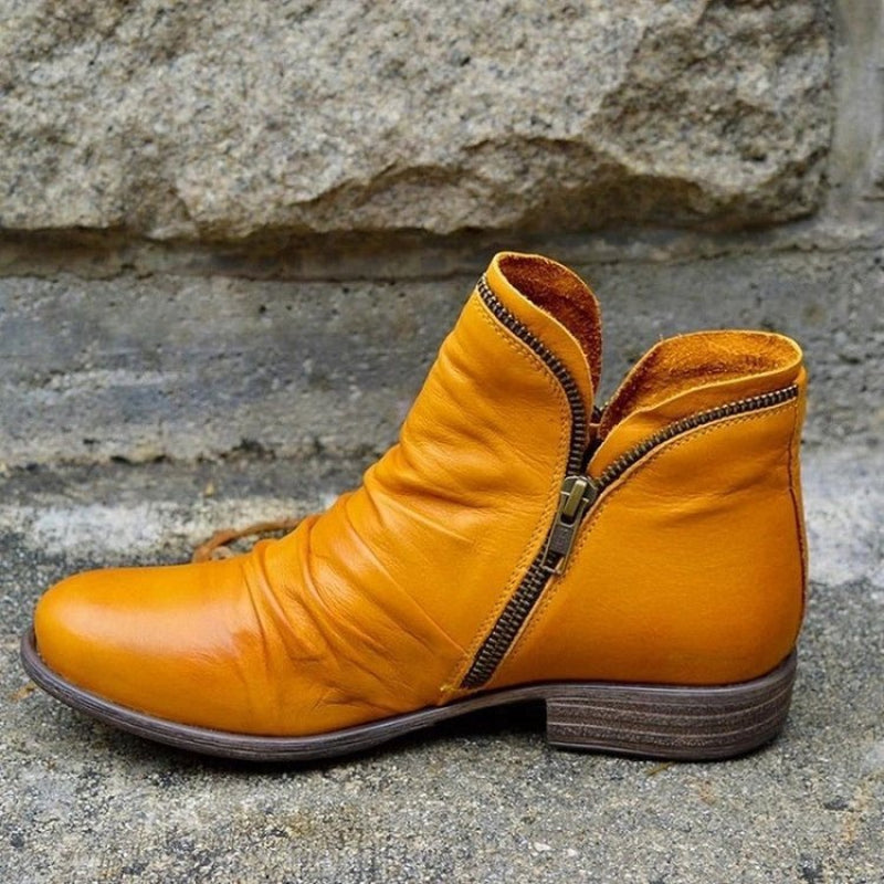 Enkellaarsjes voor dames, zijrits, gerimpeld detail | Dagelijks comfort 1