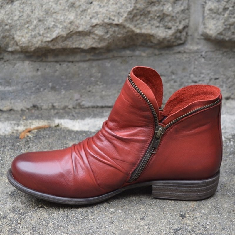 Enkellaarsjes voor dames, zijrits, gerimpeld detail | Dagelijks comfort 2