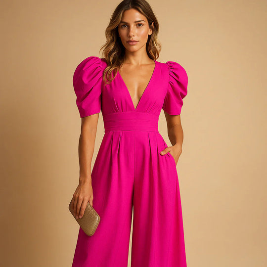 Flatterende jumpsuit met pofmouwen 4