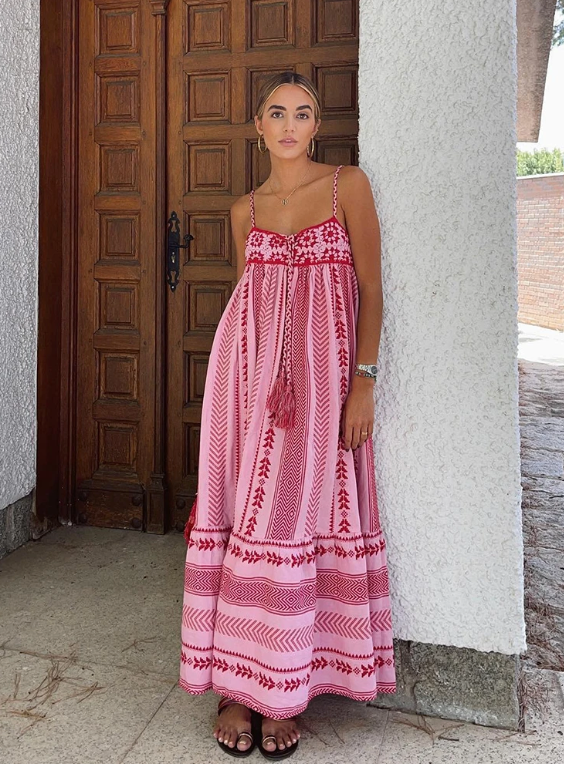 Fließendes Maxi-Sommerkleid Damen - Rosa 2