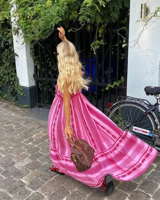 Fließendes Maxi-Sommerkleid Damen - Rosa 3