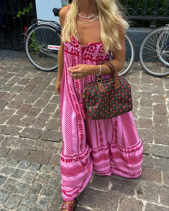 Fließendes Maxi-Sommerkleid Damen - Rosa 5