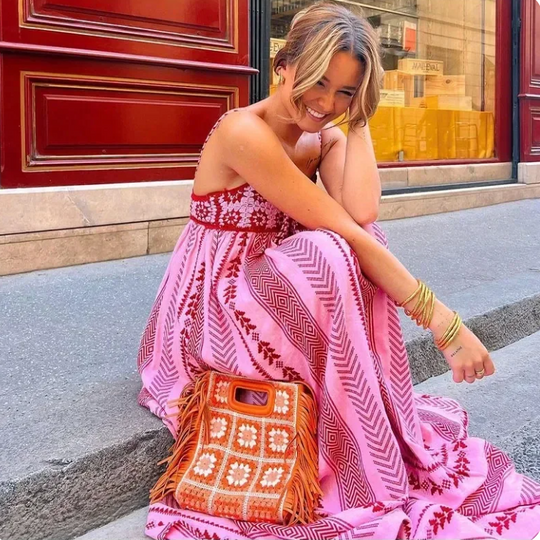 Fließendes Maxi-Sommerkleid Damen - Rosa 1