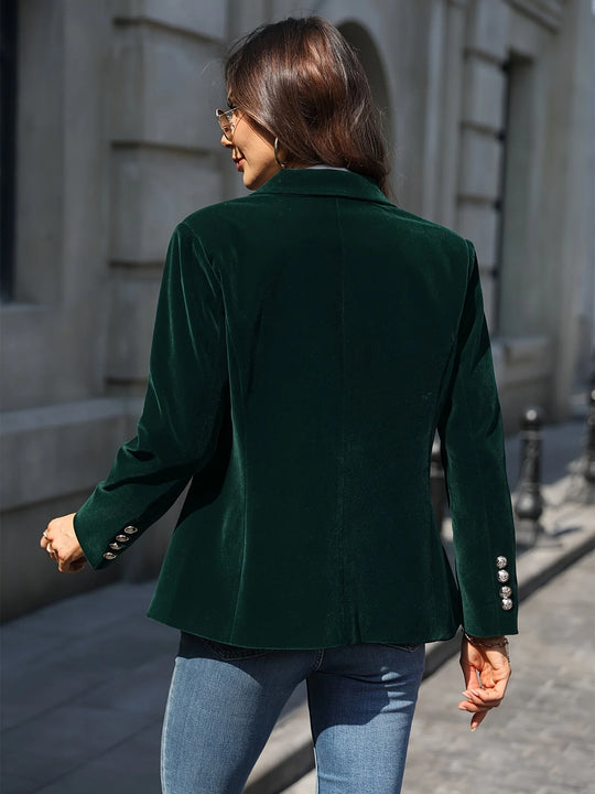 Fluwelen Blazer Dames | Getailleerde Pasvorm & Gouden Knopen