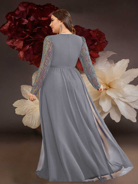 Formelles Maxi-Festkleid Damen mit Langen Ärmeln - Olivia 4