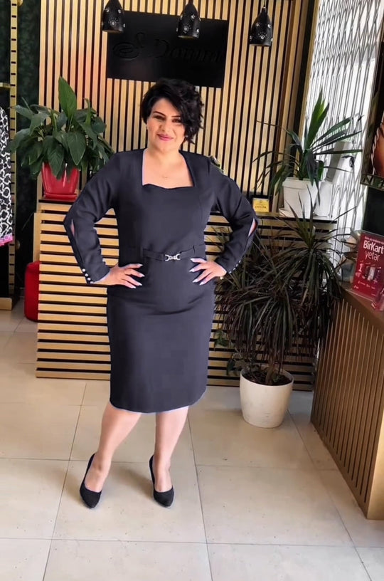 Formelles Midikleid Damen mit Karree-Ausschnitt - Nancy 2