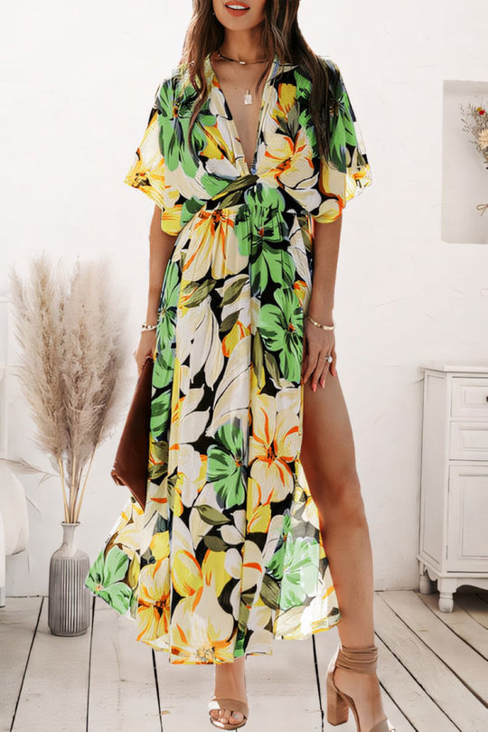Geblümtes A-Linien-Maxi-Sommerkleid Damen - Orlinae 10