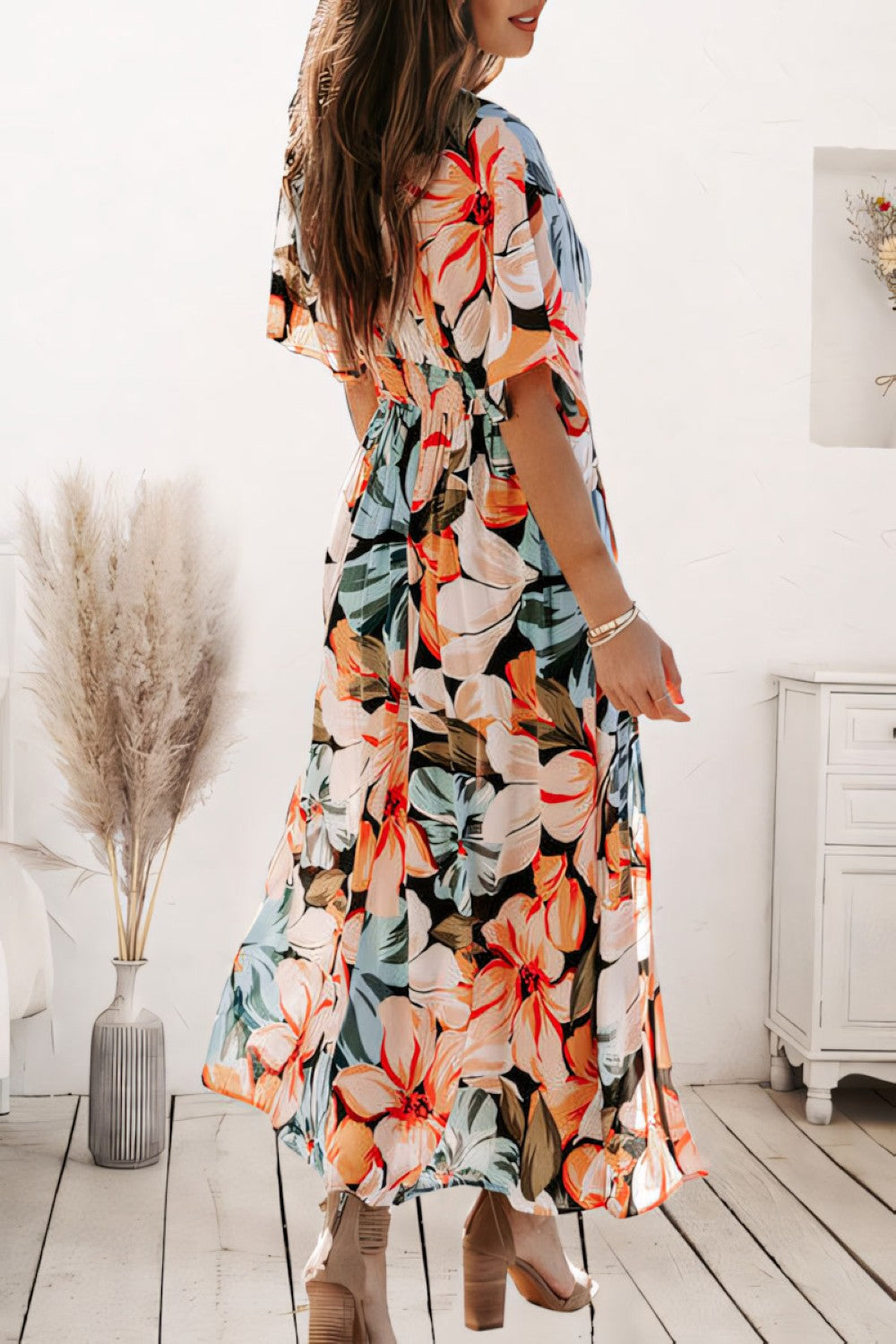 Geblümtes A-Linien-Maxi-Sommerkleid Damen - Orlinae 6