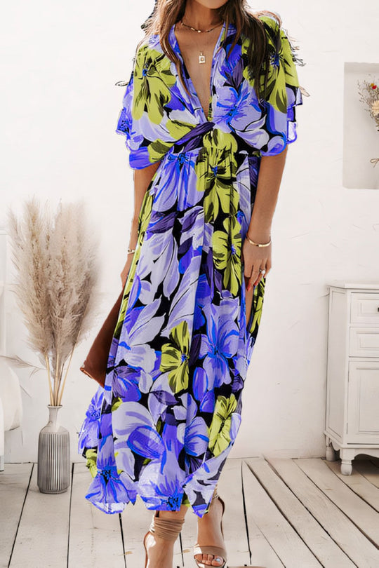 Geblümtes A-Linien-Maxi-Sommerkleid Damen - Orlinae 8