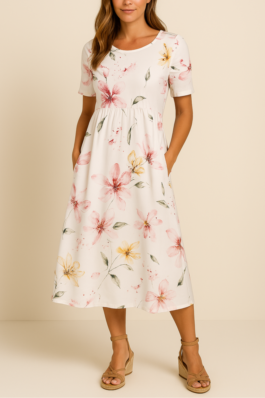 Geblümtes Midi-Sommerkleid Damen - Liva
